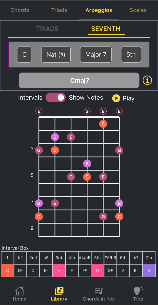 Guitar Buddy arpeggios screen