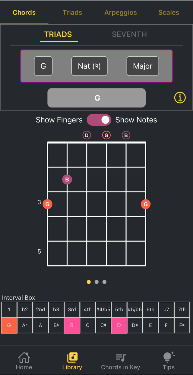 Guitar Buddy chords screen