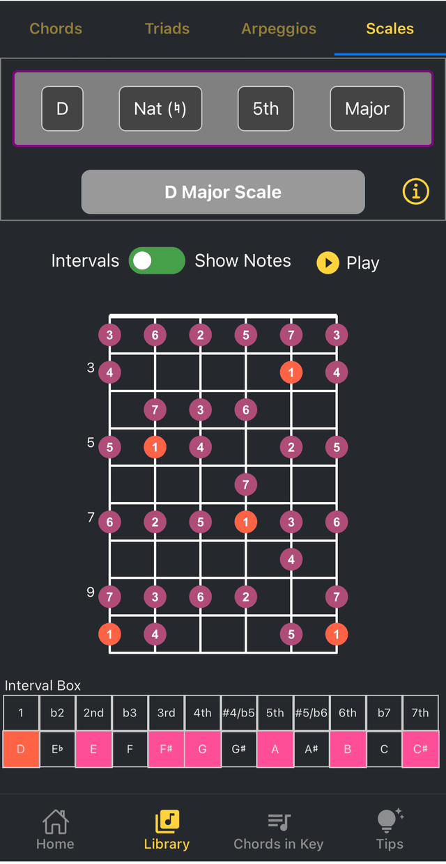 Guitar Buddy scales screen