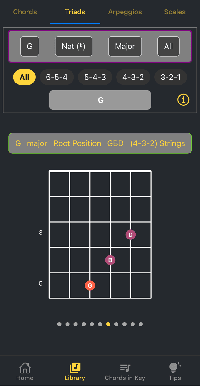Guitar Buddy triads screen